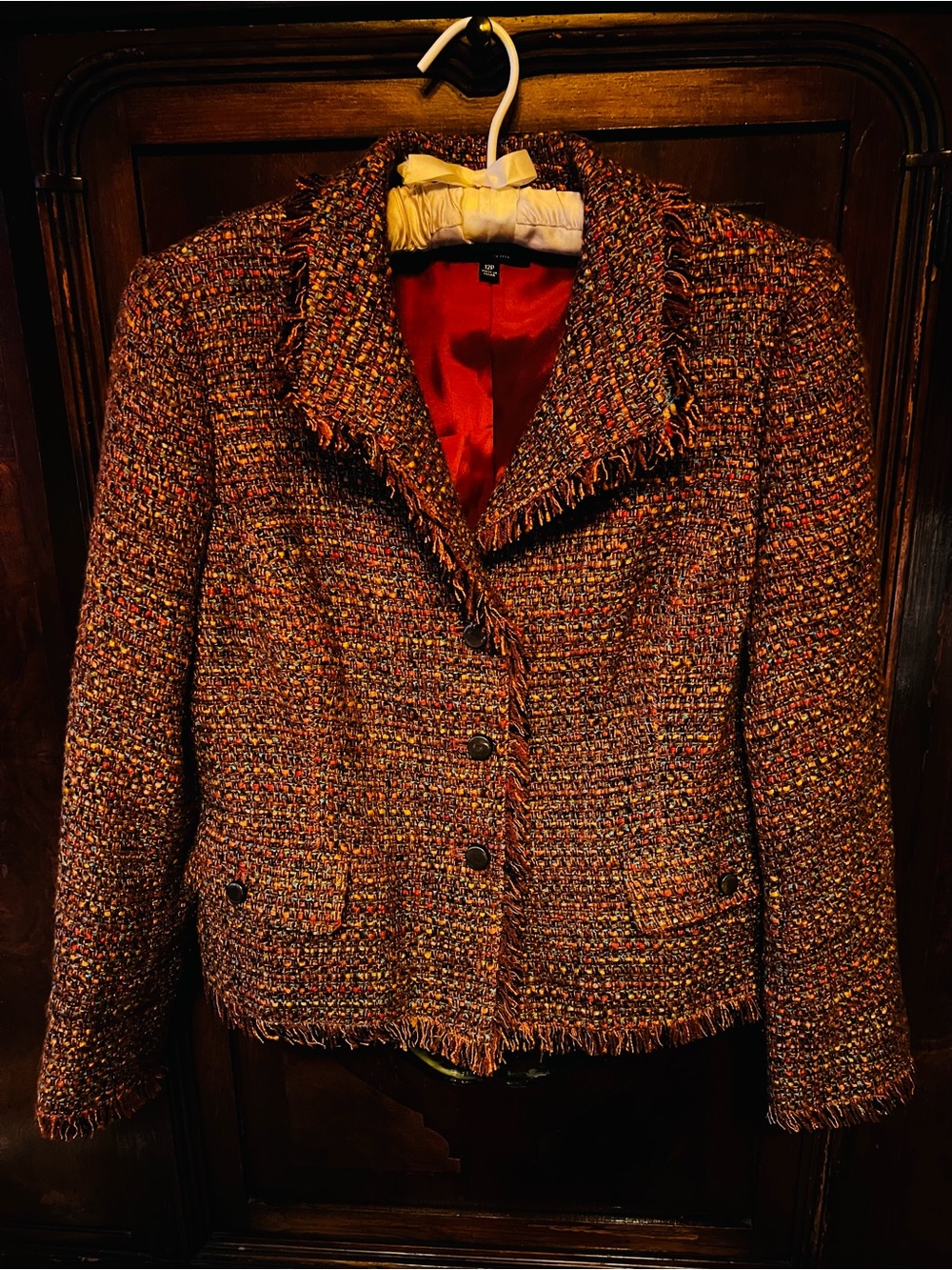 Rafaella Multicolor Tweed Blazer with burnt orange lining